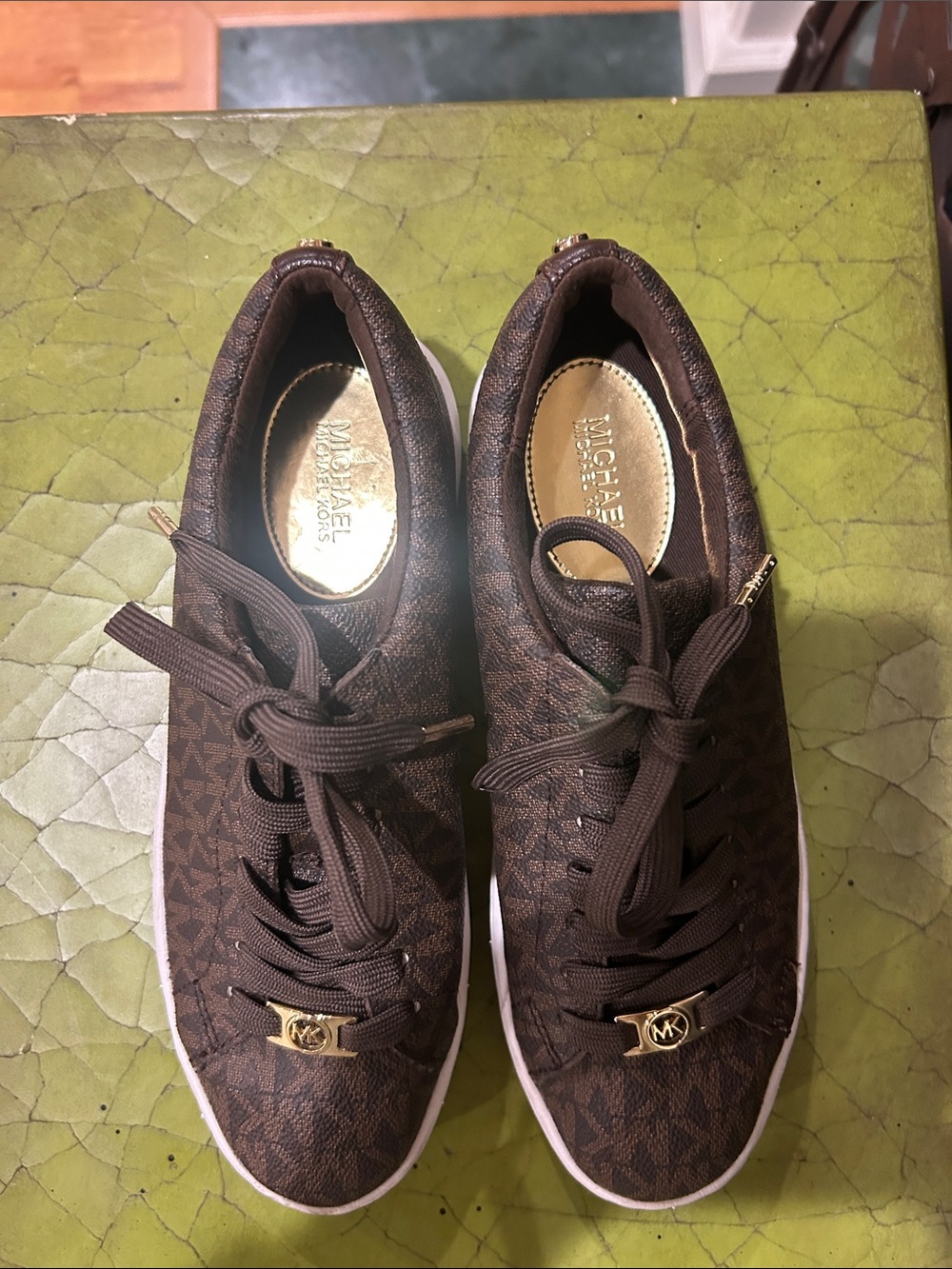 Michael Kors woman’s  Dark Brown Logo Lace-Up Sneakers - Picture 2 of 4